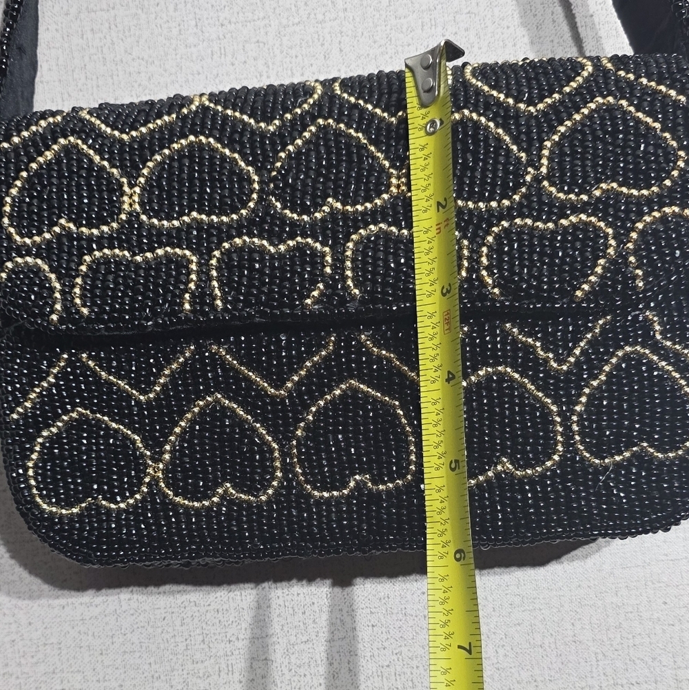 Studio Black and Gold Heart Pattern Shoulder Bag - Picture 4 of 8
